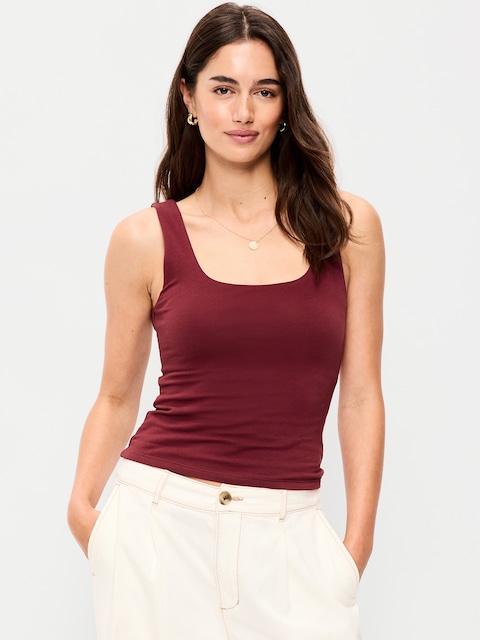 Hug Double-Layer Scoop-Neck Tank Top