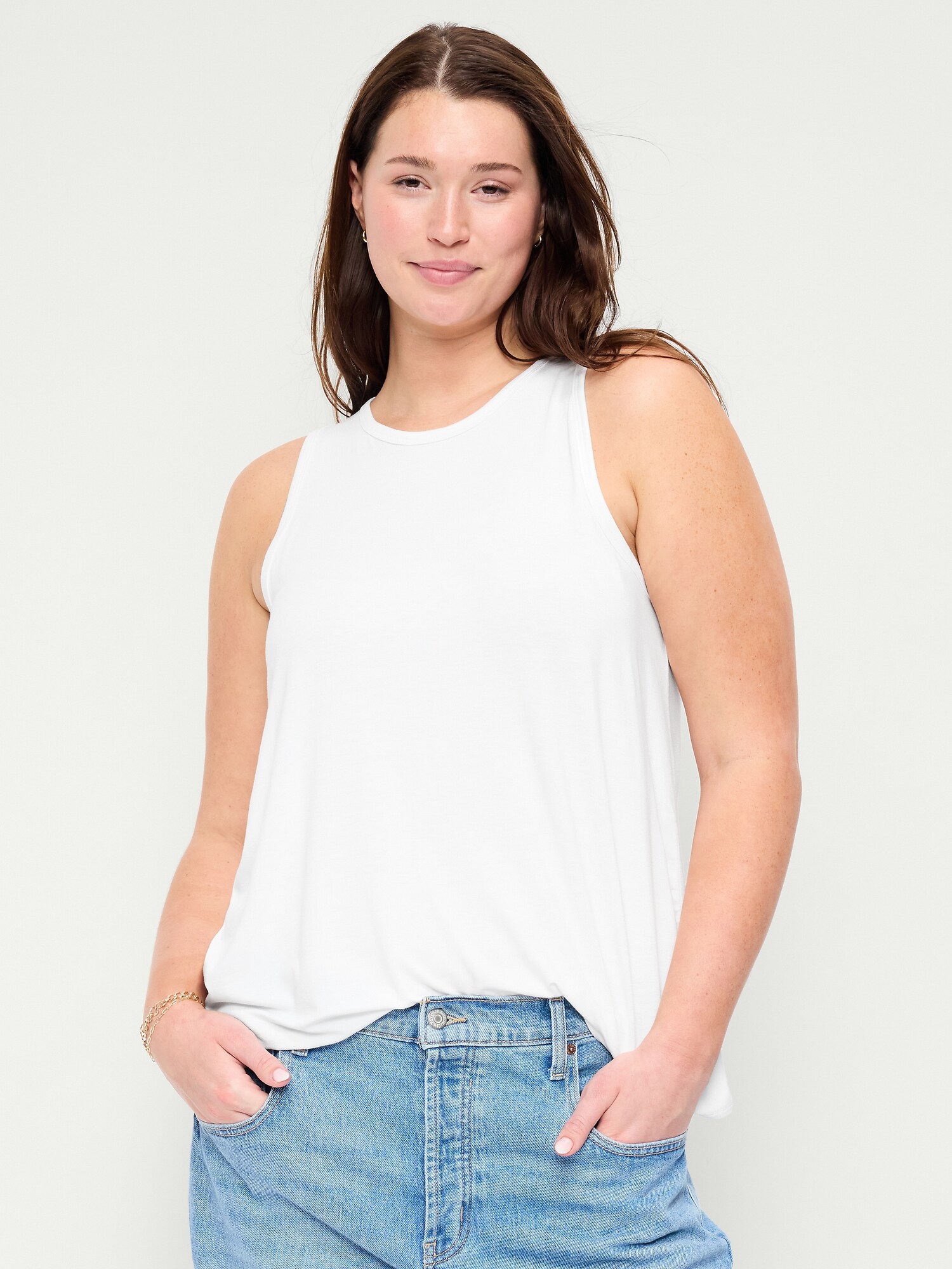 Женский топ Old Navy Luxe Sleeveless Top, цвет: Белый — фото 5