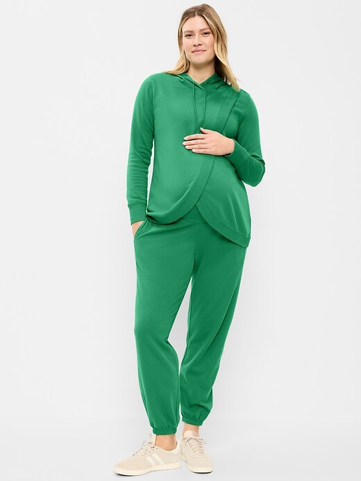 Image number 1 showing, Maternity Rollover-Waist Fleece Jogger