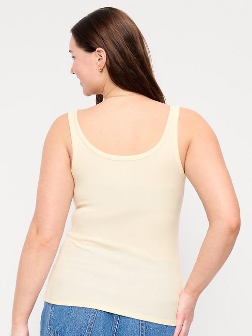 Image number 6 showing, First-Layer Ribbed Scoop-Neck Tank Top