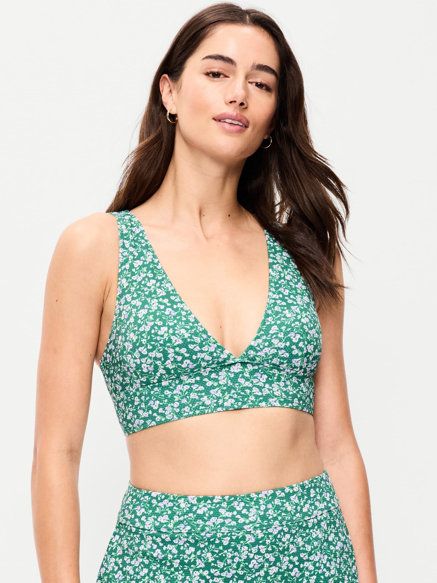 Pique Longline Bikini Swim Top