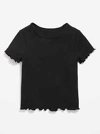 Image number 1 showing, Short-Sleeve Lettuce-Edge T-Shirt for Toddler Girls