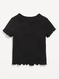Short-Sleeve Lettuce-Edge T-Shirt for Toddler Girls