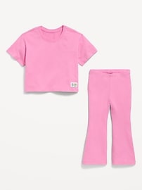 Image number 2 showing, Oversized Short-Sleeve T-Shirt and Flare Leggings Set for Toddler Girls
