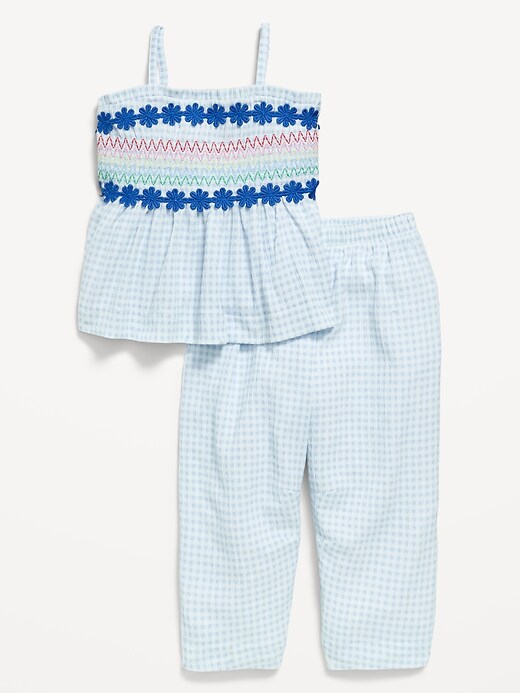 Image number 2 showing, Sleeveless Smocked Crinkle Top and Pants Set for Toddler Girls