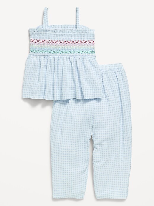 Image number 3 showing, Sleeveless Smocked Crinkle Top and Pants Set for Toddler Girls