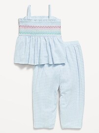 Image number 3 showing, Sleeveless Smocked Crinkle Top and Pants Set for Toddler Girls