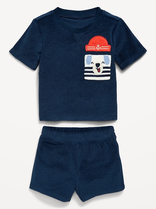 Image number 2 showing, Short-Sleeve Terry Pocket Top and Shorts Set for Baby