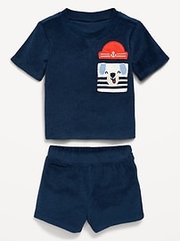 Image number 2 showing, Short-Sleeve Terry Pocket Top and Shorts Set for Baby