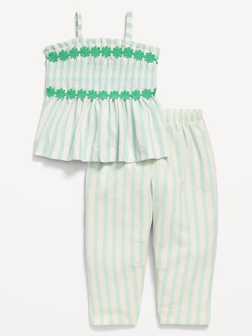 Image number 1 showing, Sleeveless Smocked Crinkle Top and Pants Set for Toddler Girls