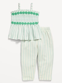Image number 1 showing, Sleeveless Smocked Crinkle Top and Pants Set for Toddler Girls