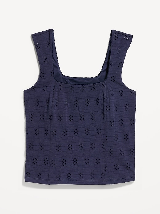 Image number 5 showing, Seamed-Bodice Eyelet Tank Top