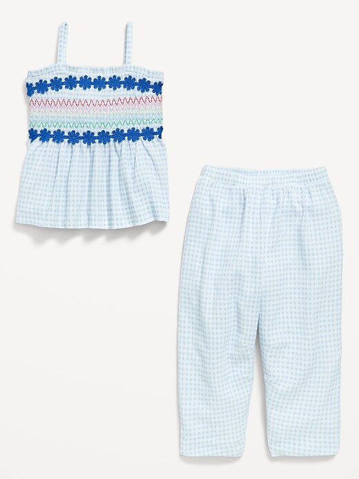 Image number 5 showing, Sleeveless Smocked Crinkle Top and Pants Set for Toddler Girls