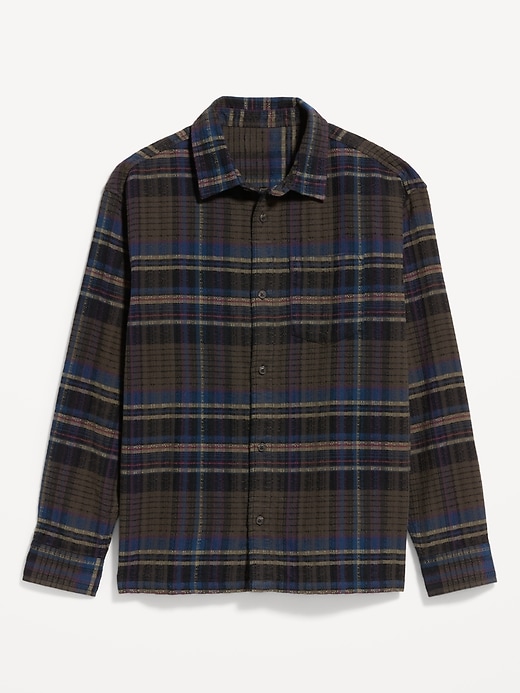 Image number 4 showing, Loose Fit Textured Plaid Pocket Shirt