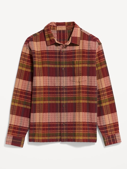 Image number 4 showing, Loose Fit Textured Plaid Pocket Shirt