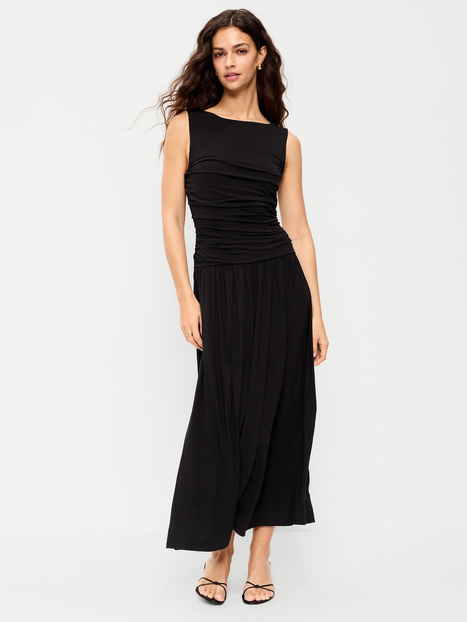 Fit & Flare Drop-Waist Maxi Dress