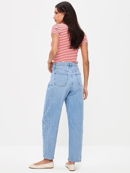 Image number 3 showing, High-Waisted Barrel Ankle Jeans