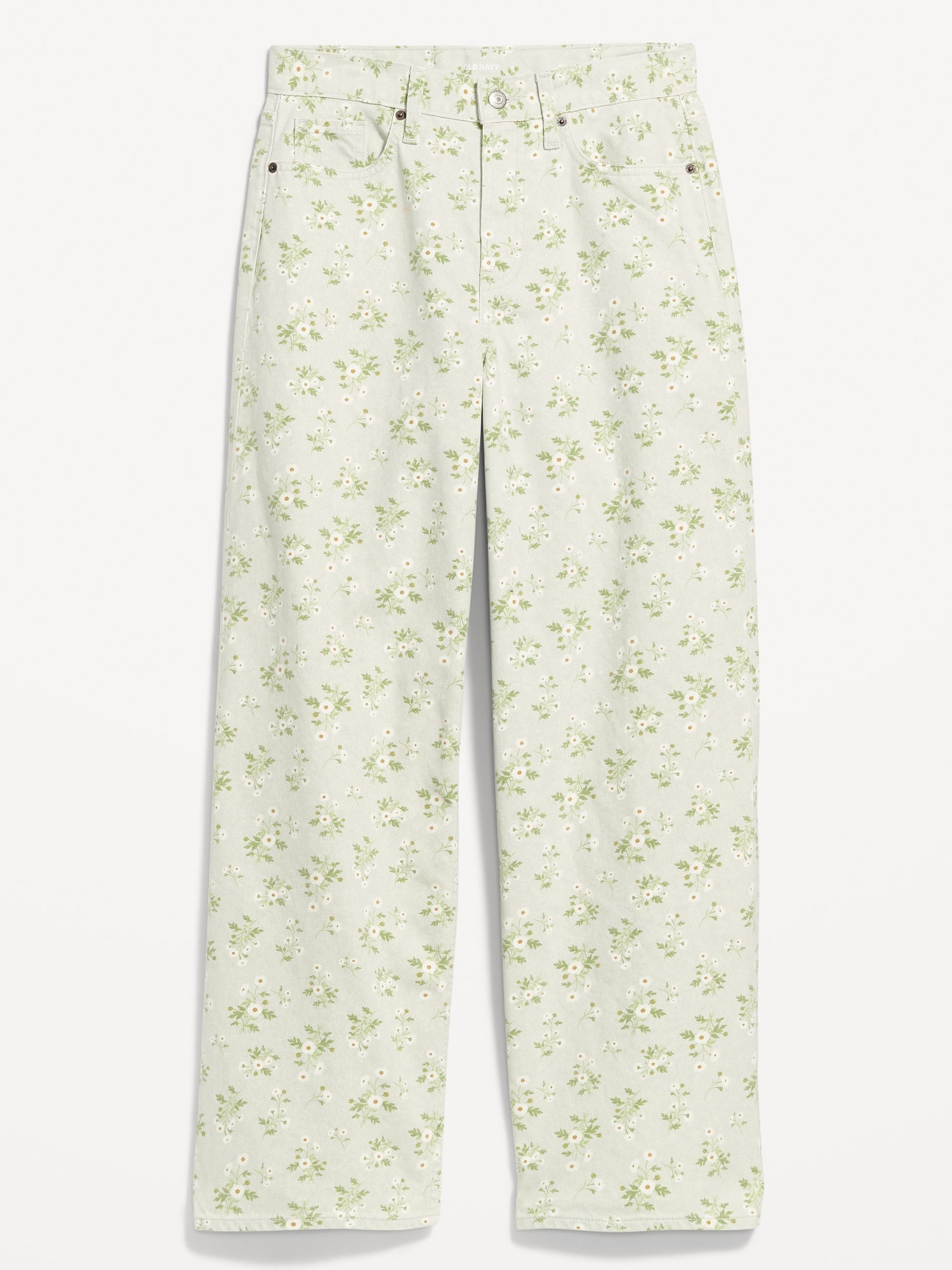 High-Waisted Baggy Floral Print Wide-Leg Jeans