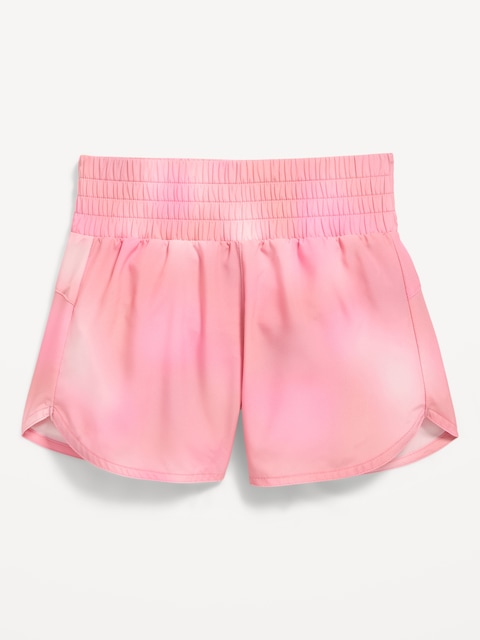 High-Waisted Dolphin-Hem Run Shorts for Girls - Pink Tie