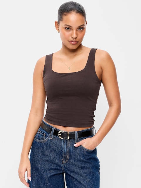 Hug Double-Layer Scoop-Neck Tank Top
