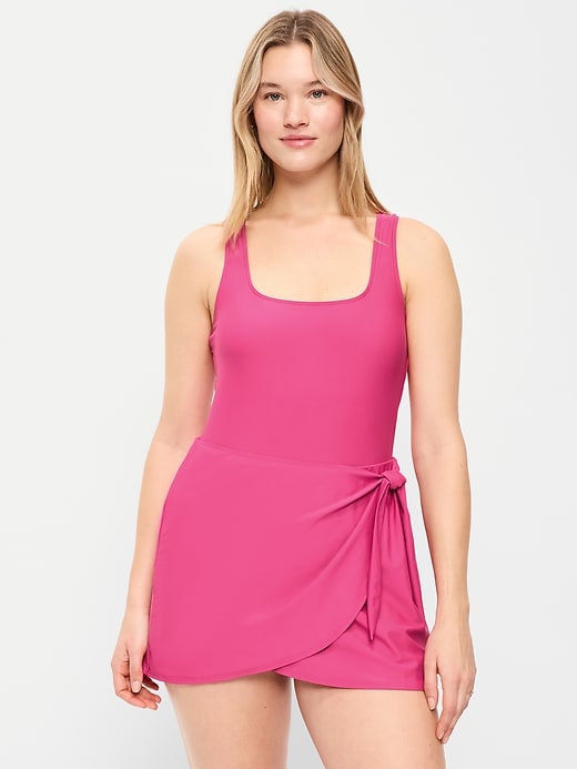 Image number 5 showing, Matte Side-Tie Swim Dress
