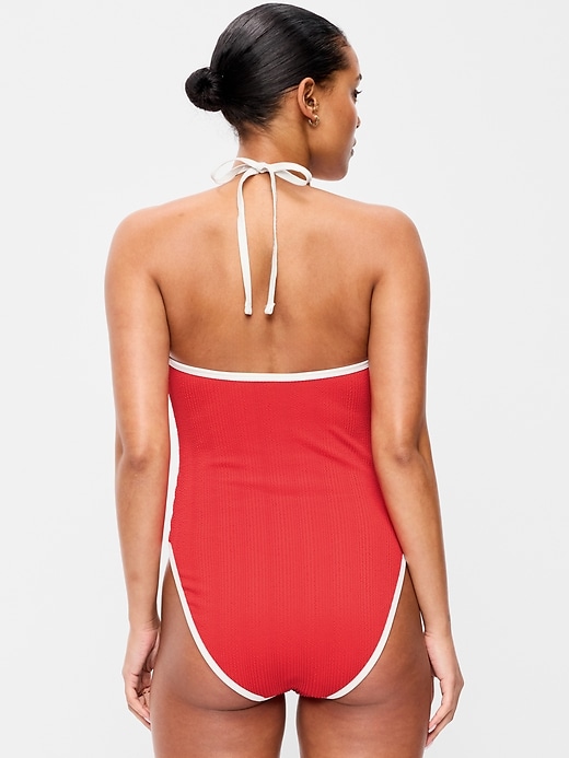 Image number 2 showing, V-Neck Halter Swimsuit