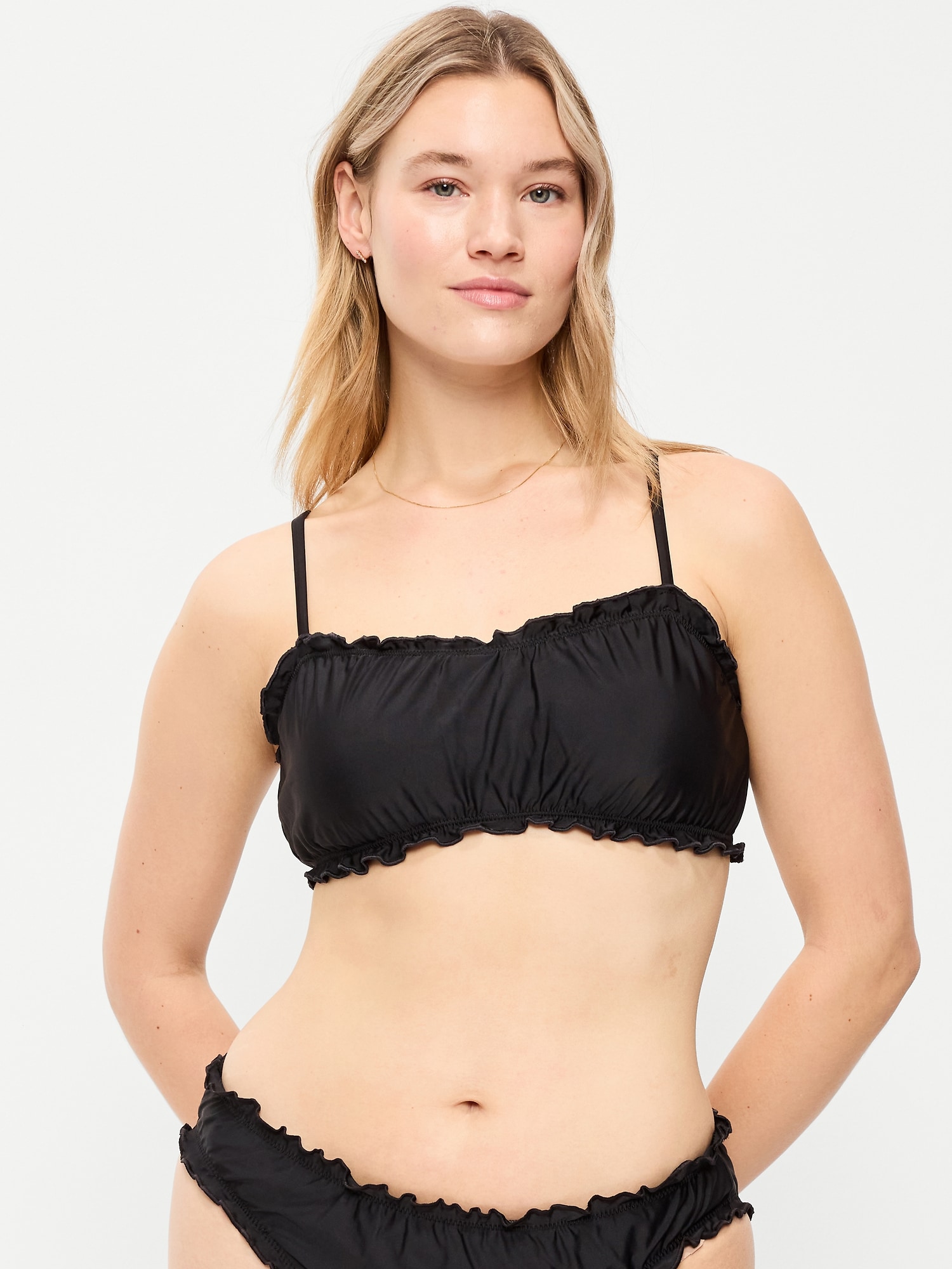Scoop-Neck Ruffle Swim Top