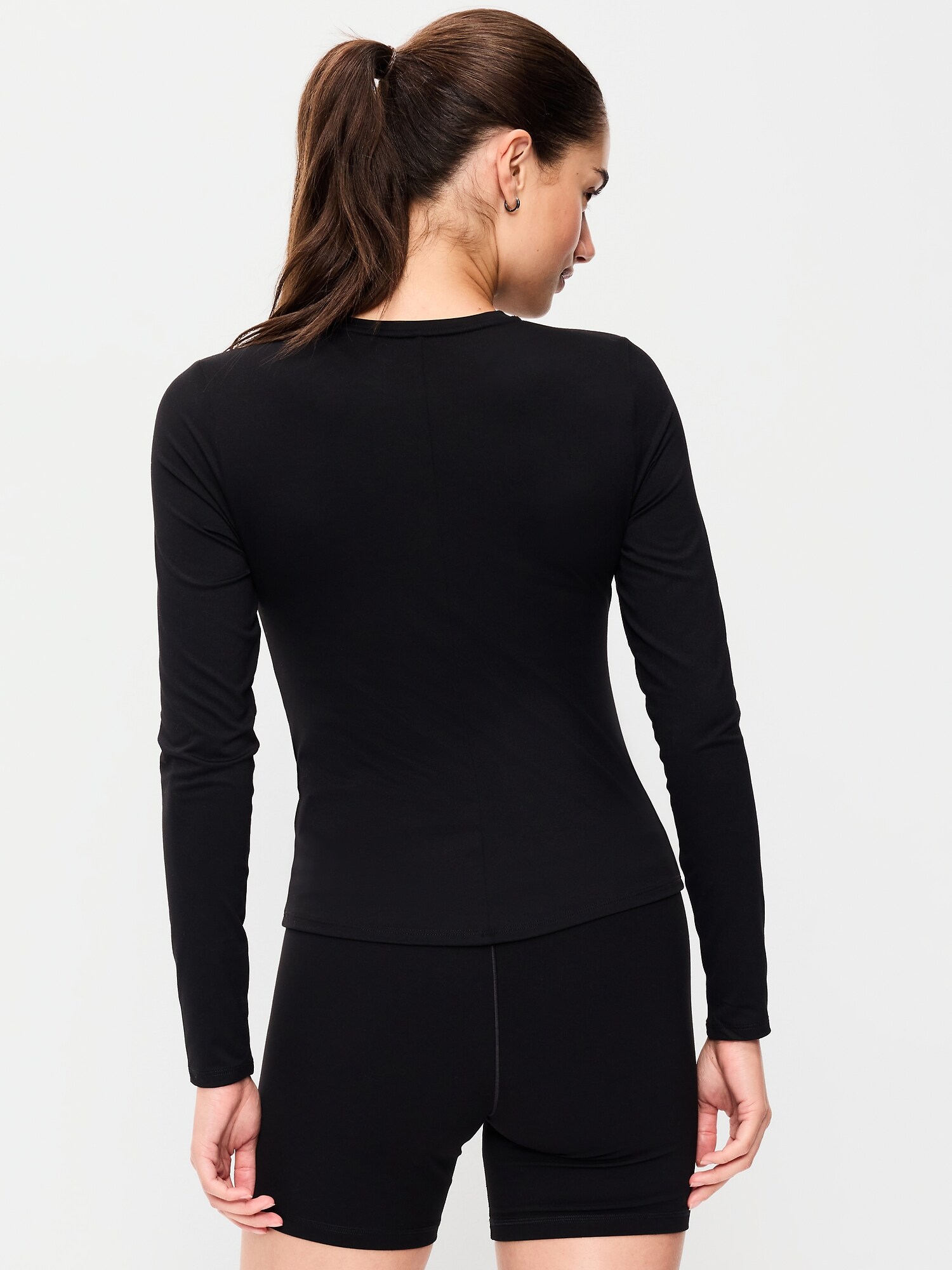 Женский базовый топ Old Navy StudioSmooth с длинным рукавом, цвет: Чёрный — фото 2