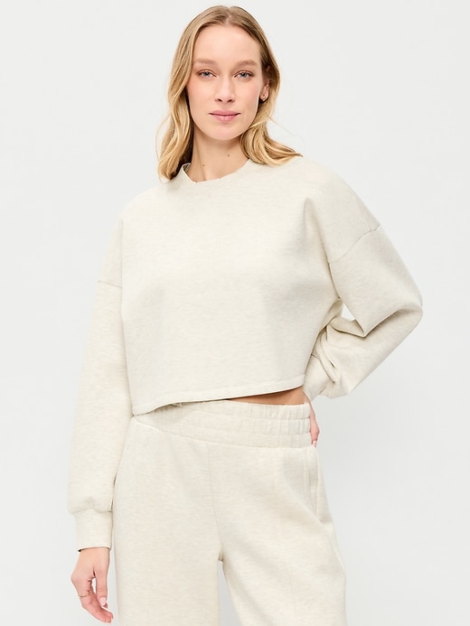 Image number 1 showing, Bounce Fleece Crew-Neck Cropped Top