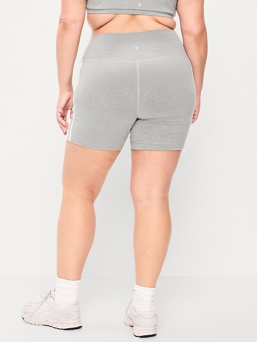 Image number 5 showing, High-Waisted PowerChill Side-Stripe Biker Shorts -- 5-inch inseam