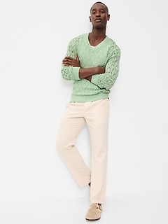 Pointelle V-Neck Sweater