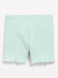 Image number 1 showing, Rib-Knit Lettuce-Edge Biker Shorts for Toddler Girls