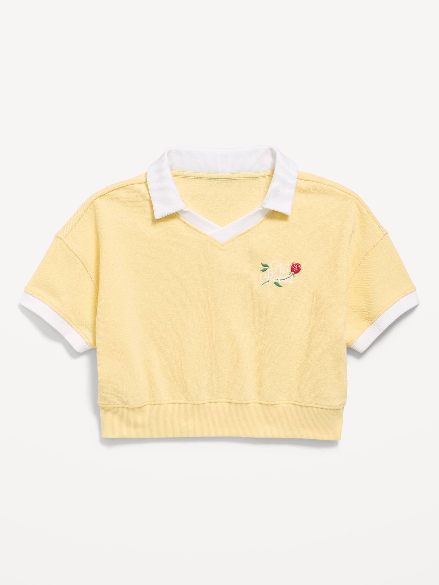 Short-Sleeve Cropped Retro Terry Polo for Girls