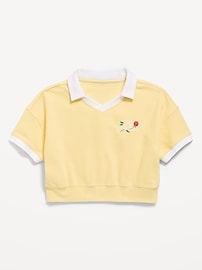 Image number 2 showing, Short-Sleeve Cropped Retro Terry Polo for Girls