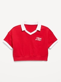 Image number 2 showing, Short-Sleeve Cropped Retro Terry Polo for Girls