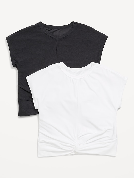 Image number 1 showing, CloudMotion Short-Sleeve Front-Knot 2-Pack T-Shirt for Girls