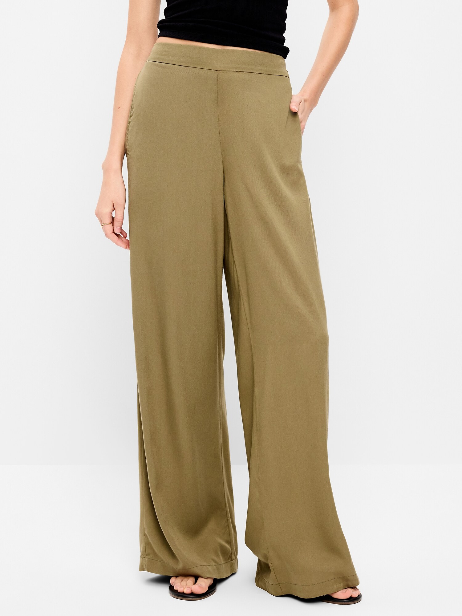 Женские брюки Old Navy High-Waisted Playa Wide-Leg, цвет: Kombu — фото 2