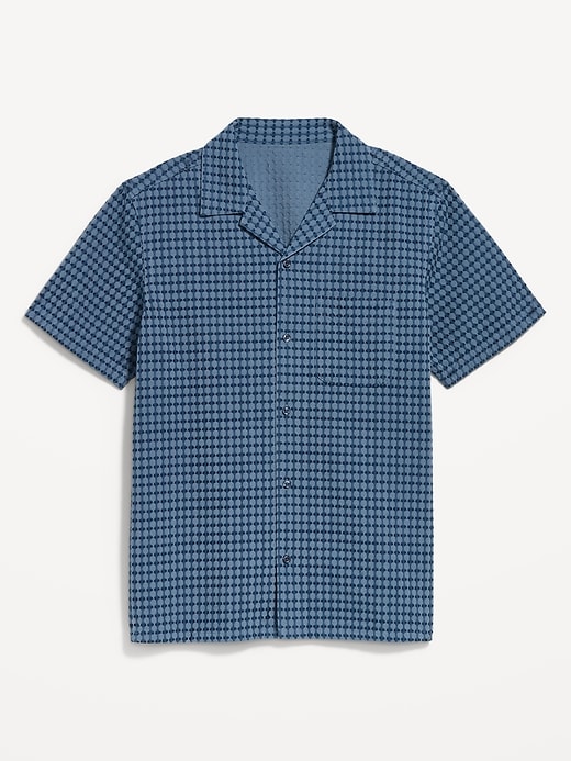Image number 4 showing, Short-Sleeve Textured Jacquard Camp Shirt