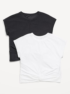 CloudMotion Short-Sleeve Front-Knot 2-Pack T-Shirt for Girls