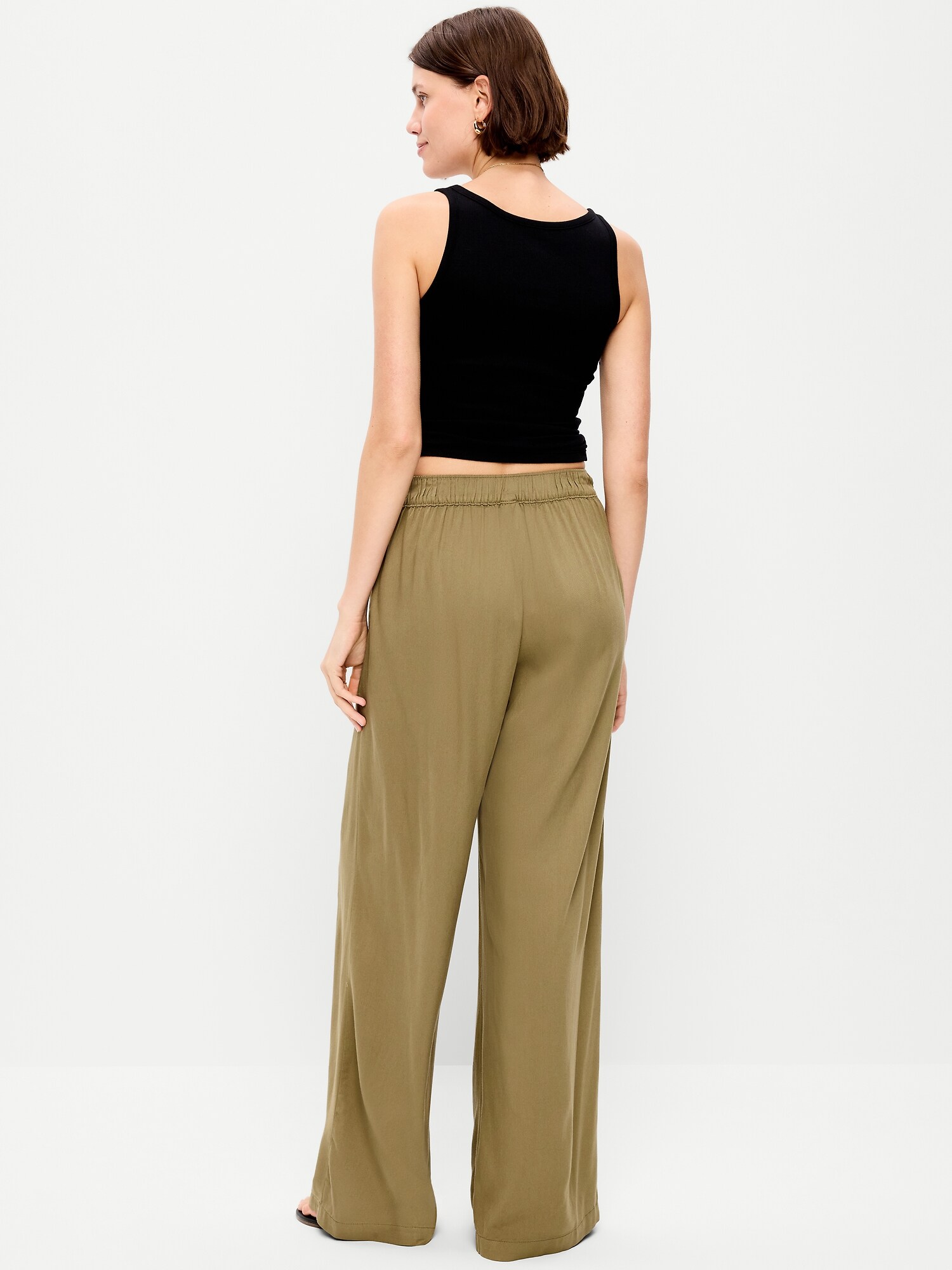 Женские брюки Old Navy High-Waisted Playa Wide-Leg, цвет: Kombu — фото 3