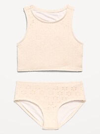Image number 1 showing, Eyelet Tankini Swim Set for Girls