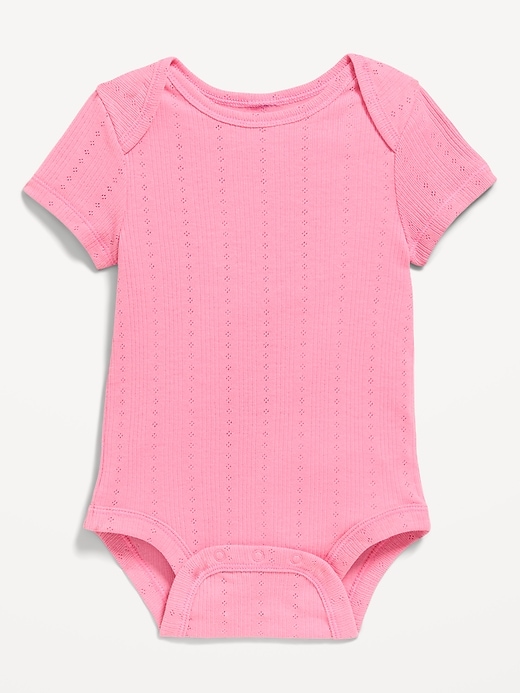 Image number 1 showing, Short-Sleeve Pointelle-Knit Bodysuit for Baby
