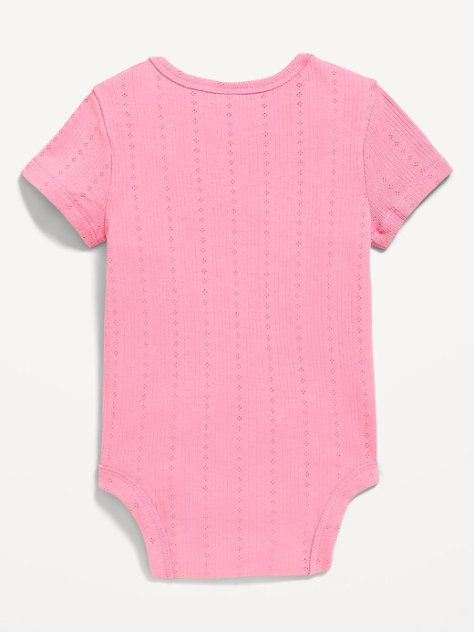 Image number 2 showing, Short-Sleeve Pointelle-Knit Bodysuit for Baby
