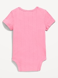 Image number 2 showing, Short-Sleeve Pointelle-Knit Bodysuit for Baby