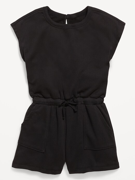 Image number 3 showing, Short-Sleeve French Terry Utility Romper for Girls