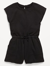 Image number 3 showing, Short-Sleeve French Terry Utility Romper for Girls