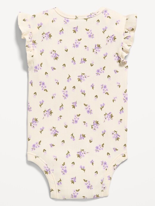 Image number 3 showing, Short-Sleeve Ruffle-Trim Ribbed Bodysuit for Baby