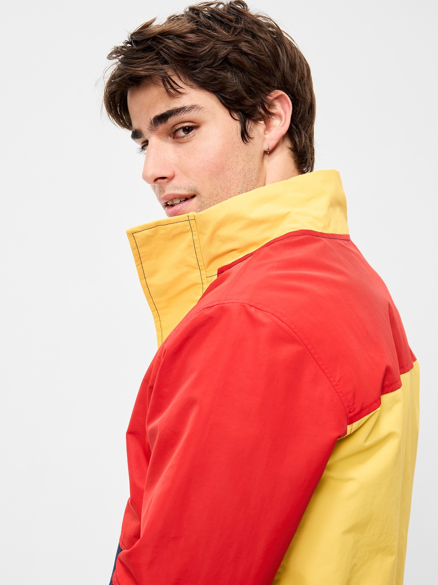 Water-Resistant Relaxed Color-Block Jacket