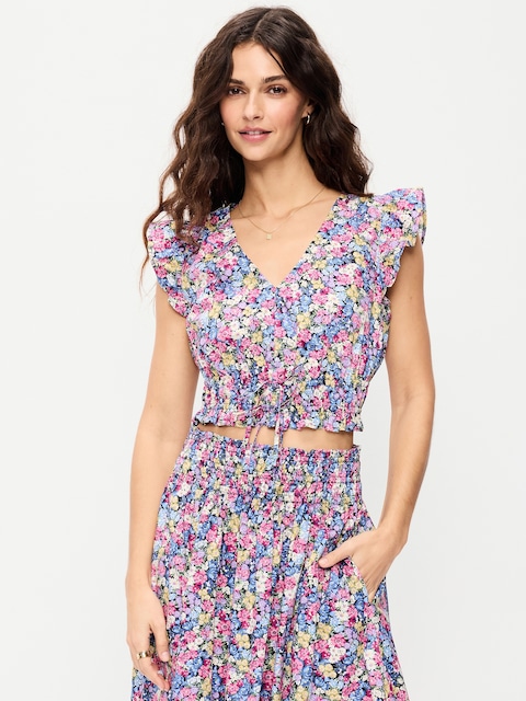 Flutter-Sleeve Poplin Top