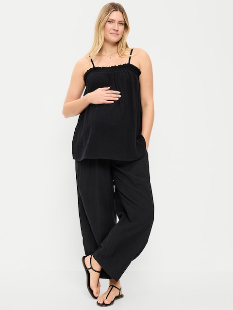 Maternity Rollover-Waist Barrel Leg Ankle Pants
